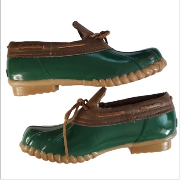 KHOMBU low rain boot glossy green low duck‎ shoe 7 - Picture 1 of 6